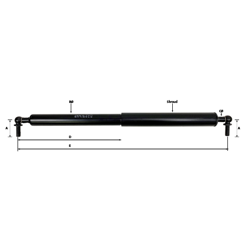 Ramp Gas Spring and Shroud 1200N Ifor Williams P1188 - Image 2